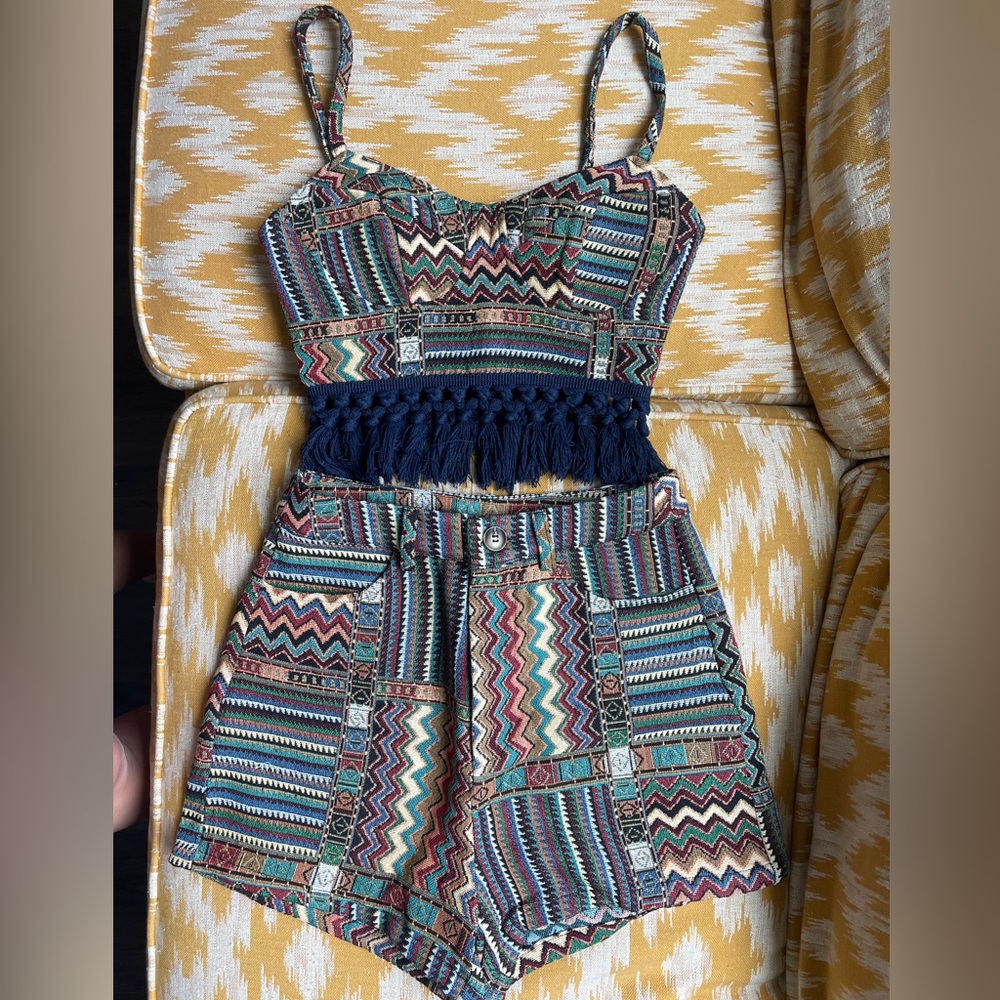 Boho Geometric Tassel Matching Set